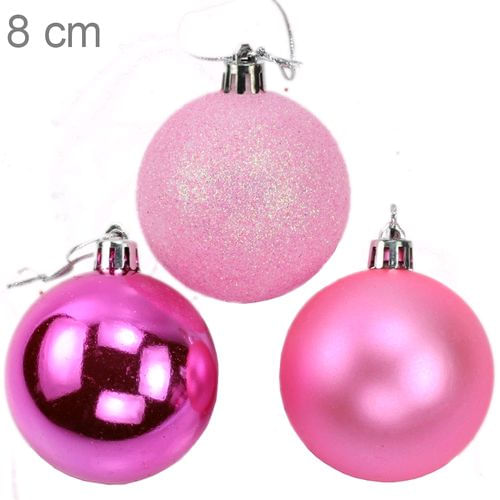 BOLAS NATAL ROSA 8CM 6UN - tb4471